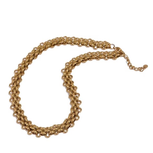 Flat Link Chain, Necklace, Women's Choker Necklace, Gold Necklace, Trending - Picture 2 of 2